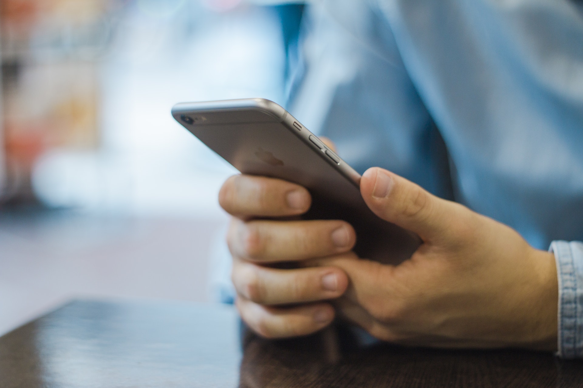 Man using smartphone